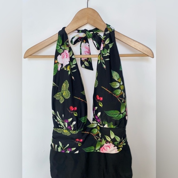 Cupshe Women's One Piece Bikini Floral Low Cut Deep V Neck Backless XXL - Picture 3 of 11